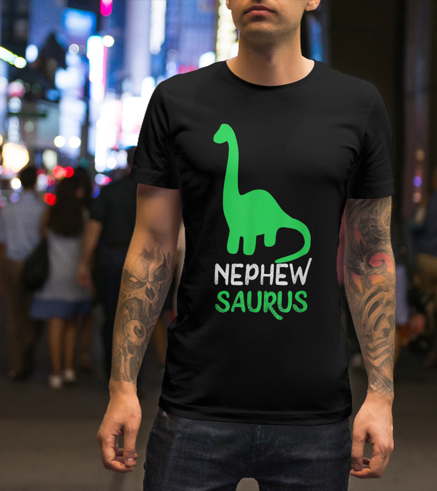 Nephewsaurus Funny Dinosaur Nephew Saurus Iconic Green Dinosaur T-Shirt