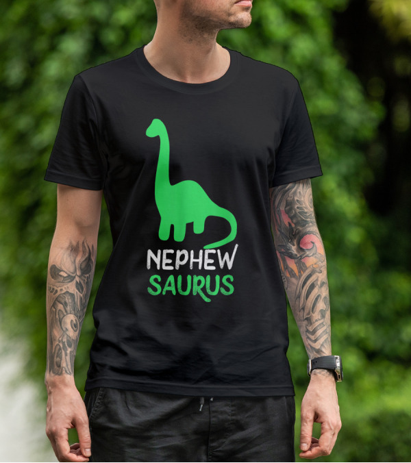 Nephewsaurus Funny Dinosaur Nephew Saurus Iconic Green Dinosaur T-Shirt