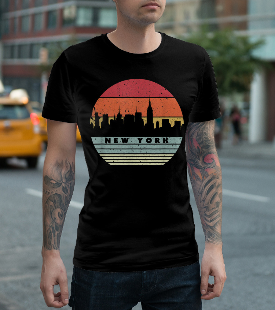 New York Retro Skyline Souvenir Style USA T-Shirt