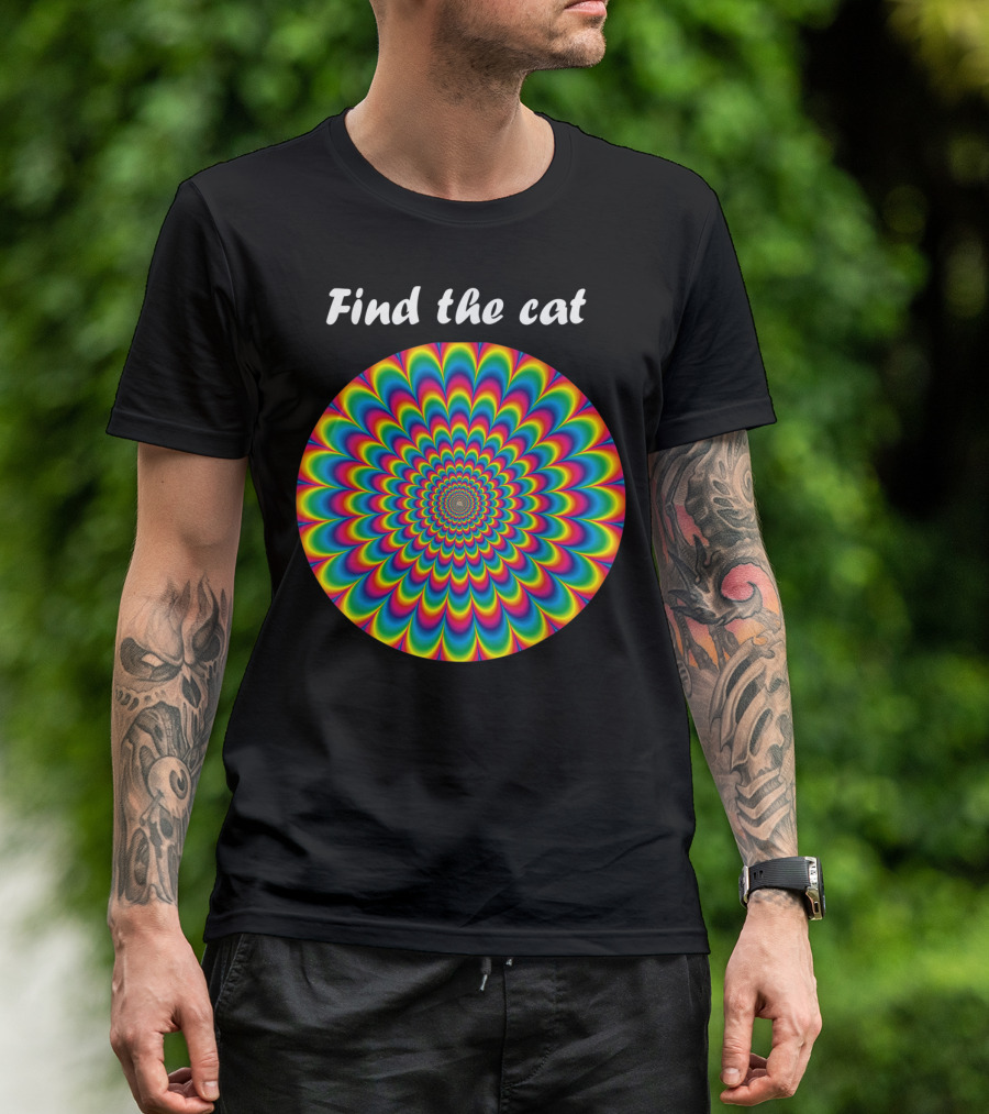 Find The Cat Optical Illusion Spiral T-Shirt