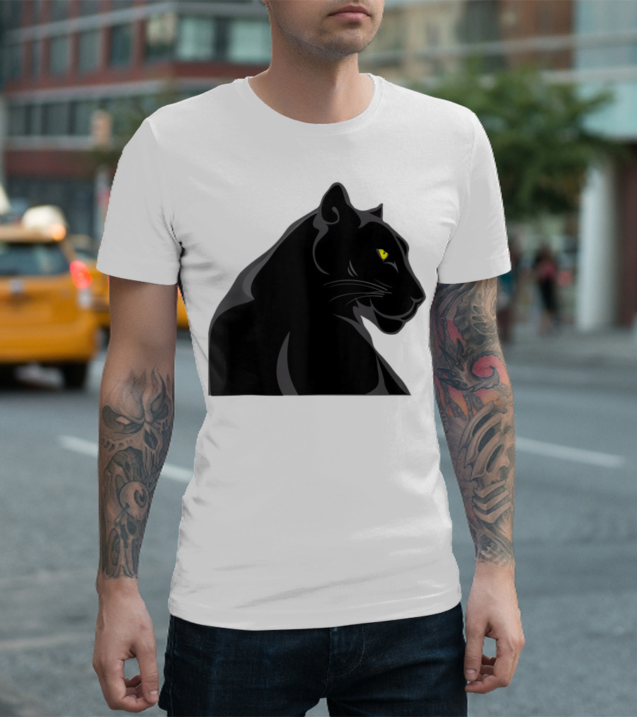 Panthera Cat Leopard Melanistic Black Panther Yellow Eyes T-Shirt