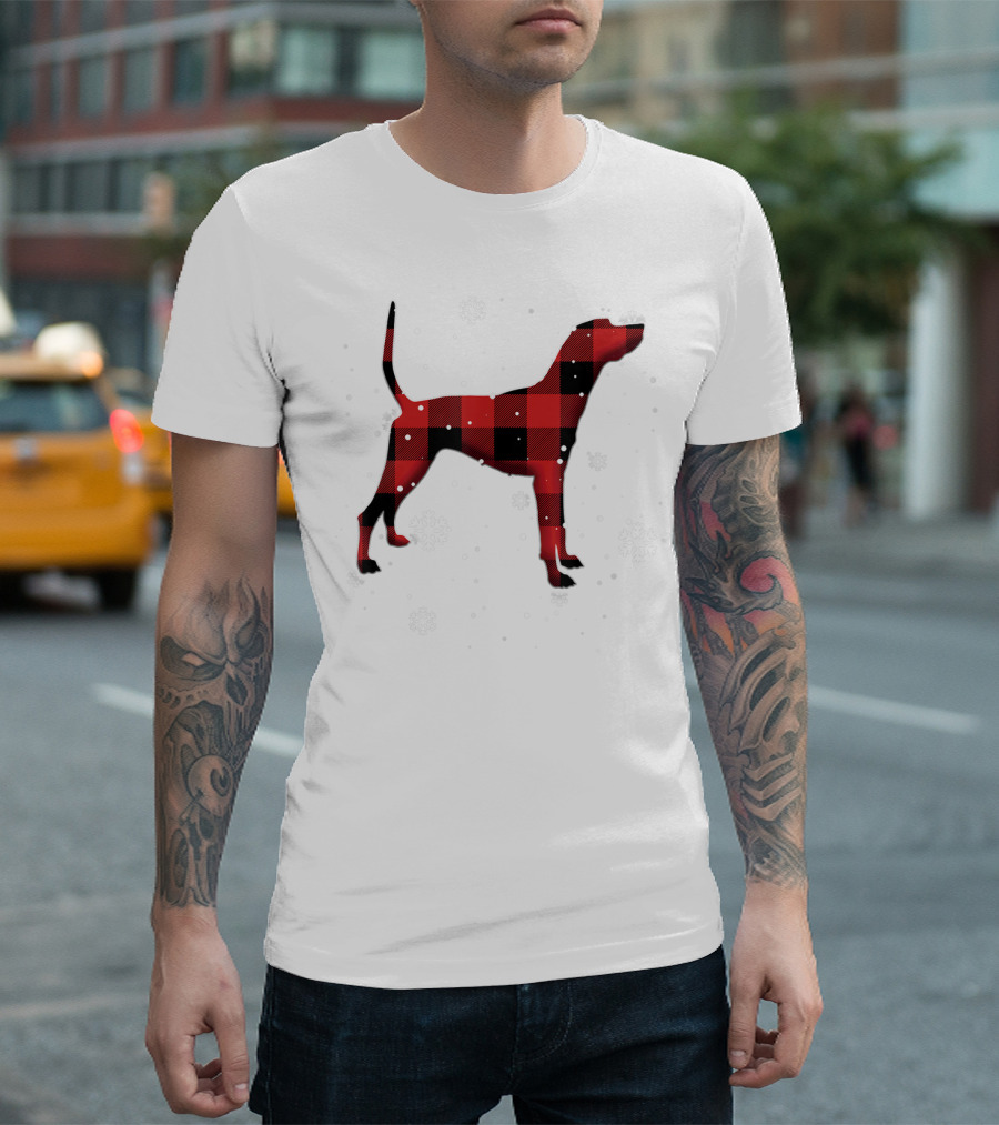 Plott Hound Dog Plaid Snowflakes T-Shirt