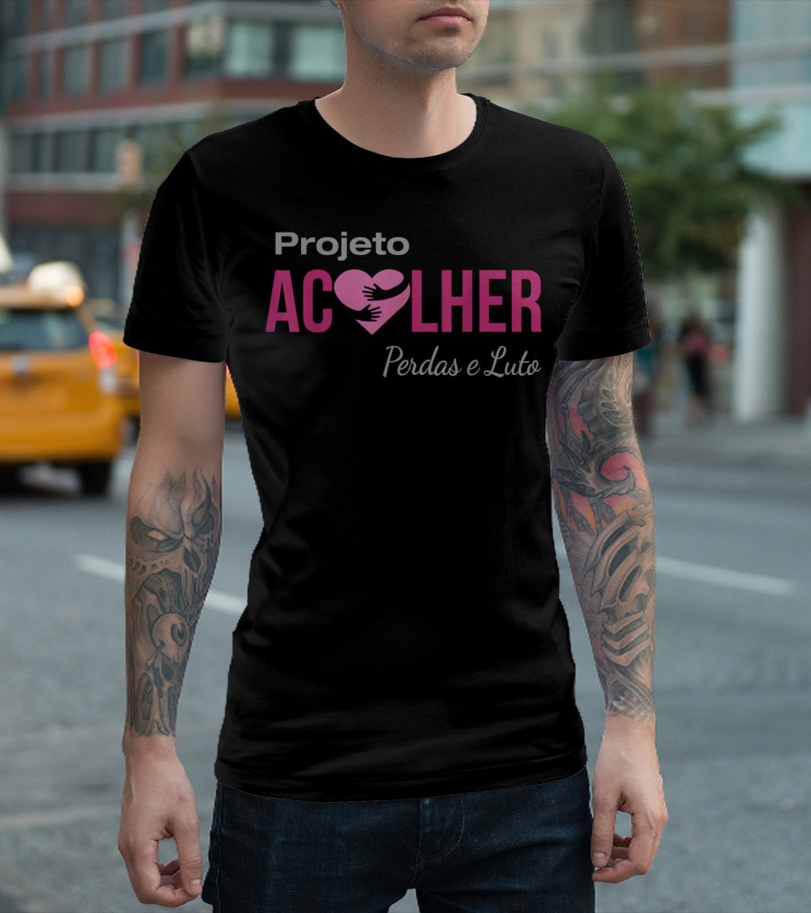 Projeto Acolher Coração Perdas E Luto Abraço T-Shirt