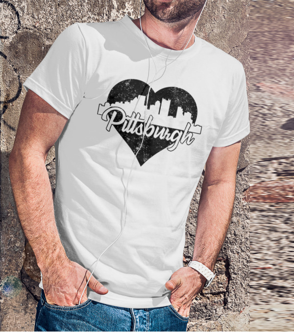 Retro Pittsburgh Skyline Heart T-Shirt