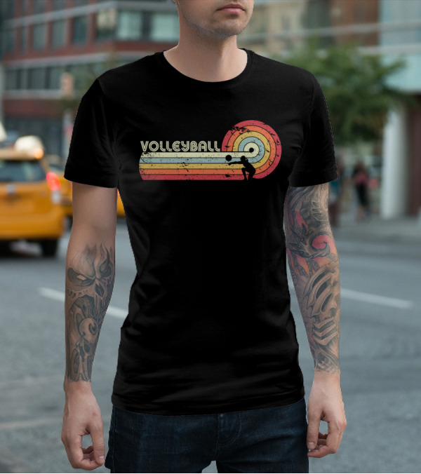 Volleyball Retro Striped Circle T-Shirt