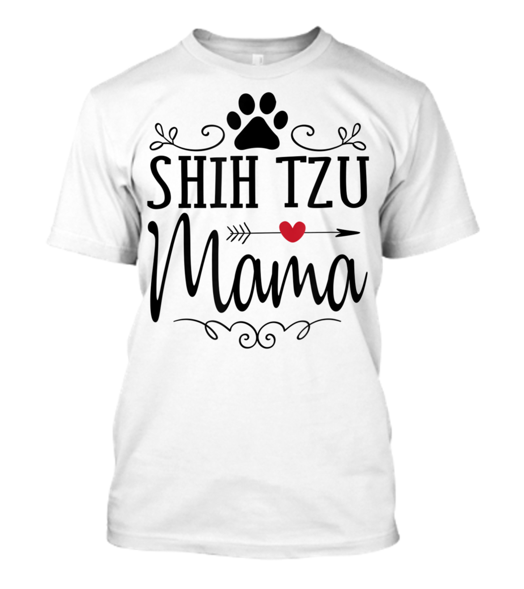 Shih Tzu Mama Heart Arrow Paw Prints T-Shirt
