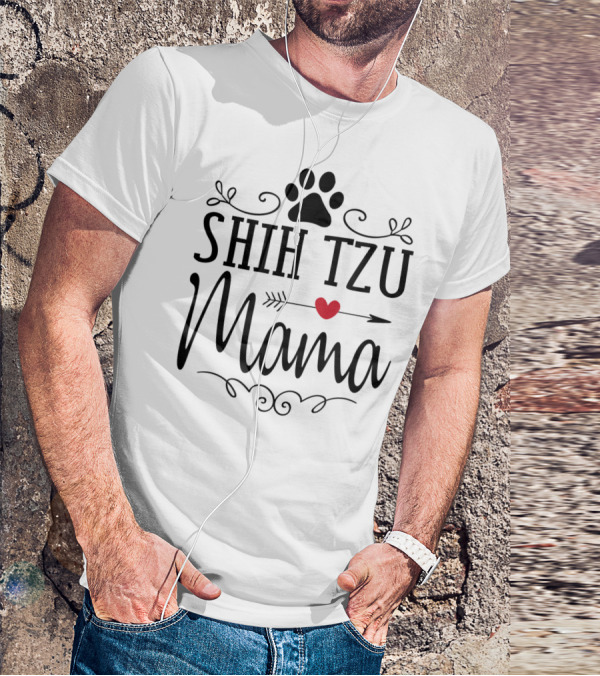 Shih Tzu Mama Heart Arrow Paw Prints T-Shirt