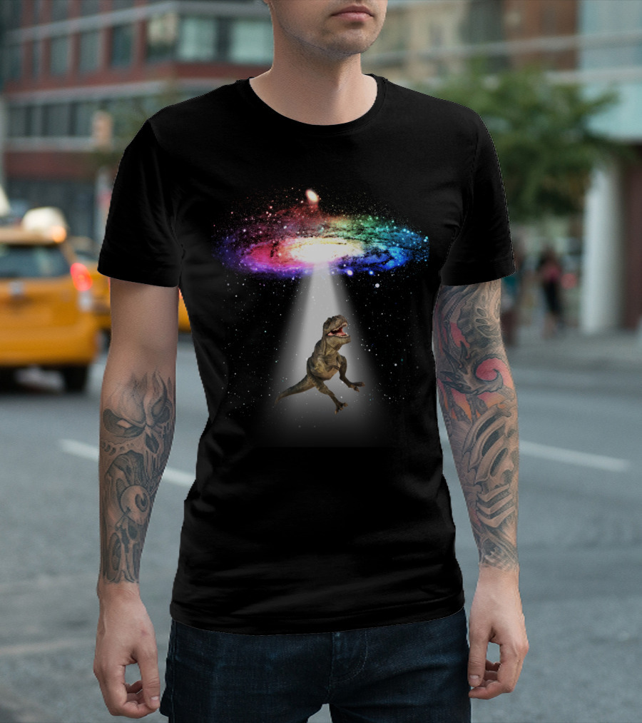 Space Dinosaur Trex in Galaxy Beam T-Shirt