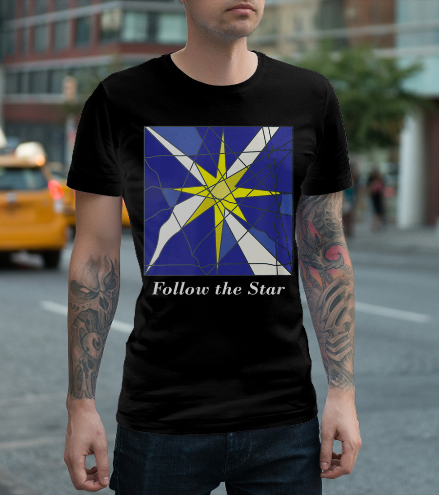 Follow the Star Stained Glass Style Star Of Bethlehem T-Shirt