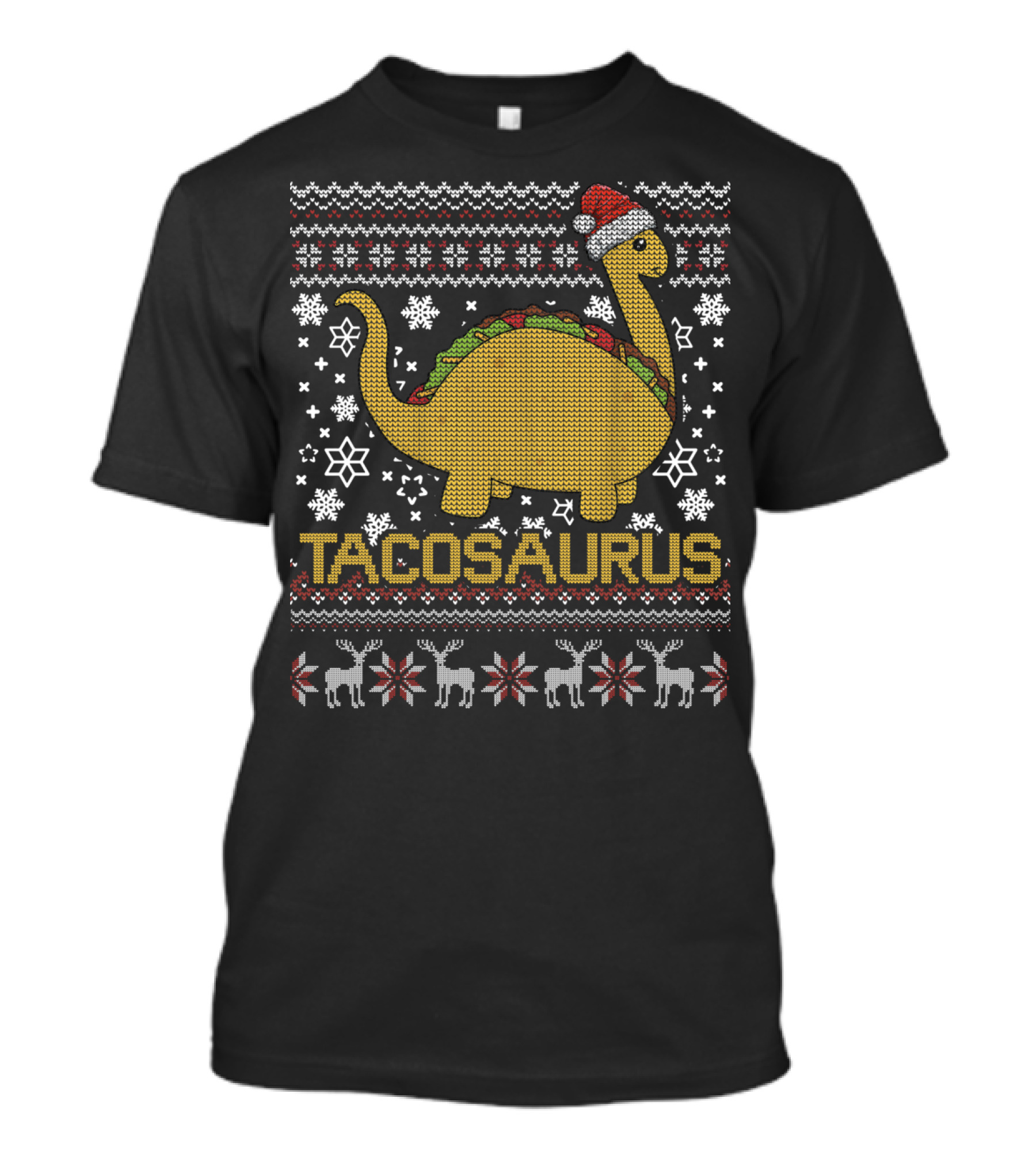 Tacosaurus Dino Taco Santa Ugly Christmas T-Shirt