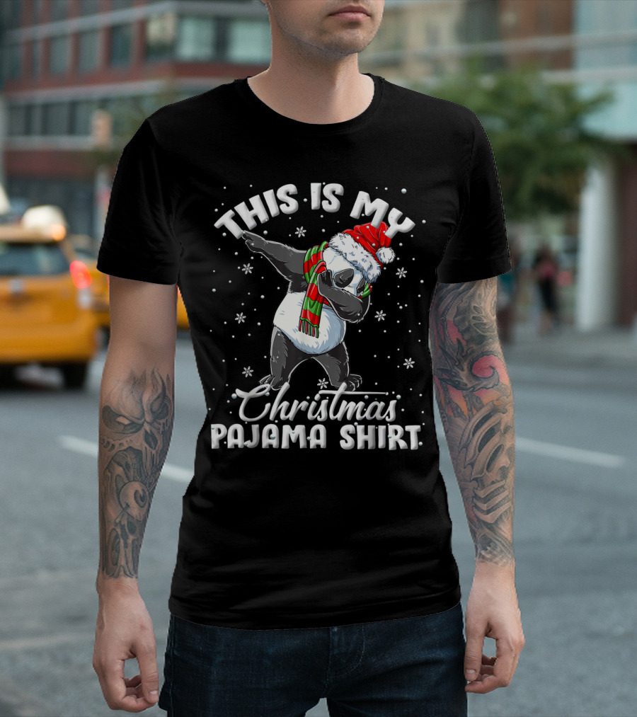 This Is My Christmas Pajama Shirt Dabbing Panda T-Shirt