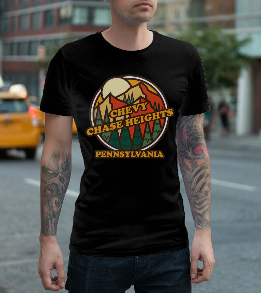 Chevy Chase Heights Pennsylvania Vintage Forest Mountain Sunset T-Shirt