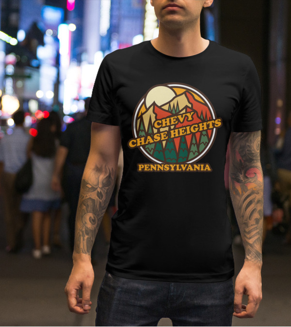 Chevy Chase Heights Pennsylvania Vintage Forest Mountain Sunset T-Shirt