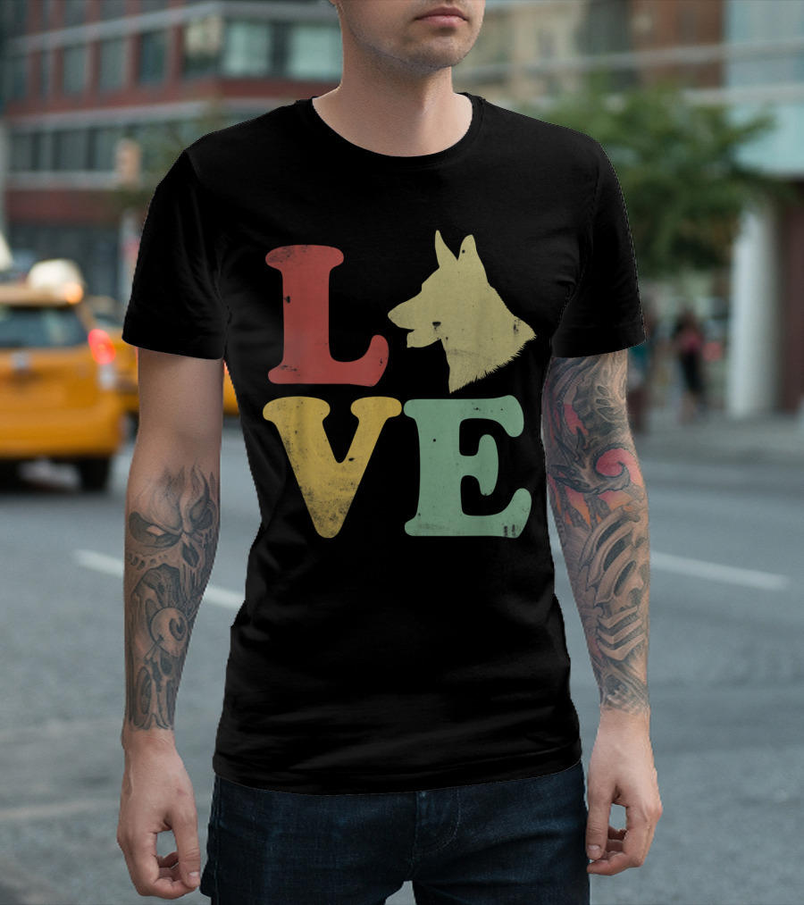 Vintage I Love My German Shepherd Beagle Love Dog T-Shirt