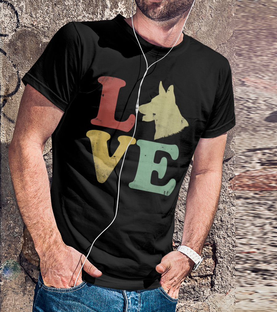Vintage I Love My German Shepherd Beagle Love Dog T-Shirt