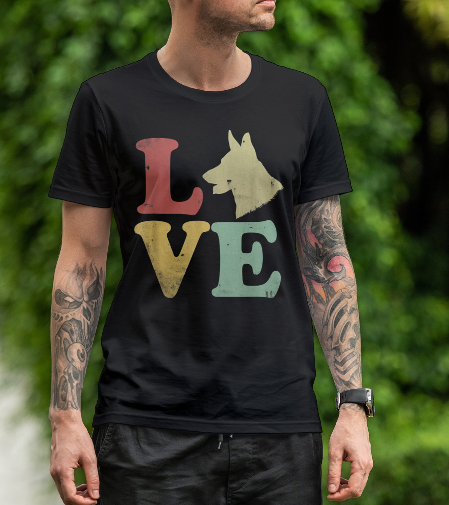 Vintage I Love My German Shepherd Beagle Love Dog T-Shirt