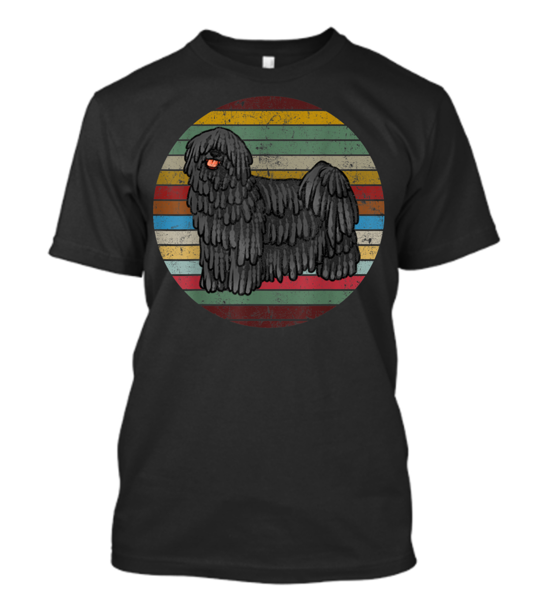 Vintage Puli Dog Retro Stripes Lovers T-Shirt