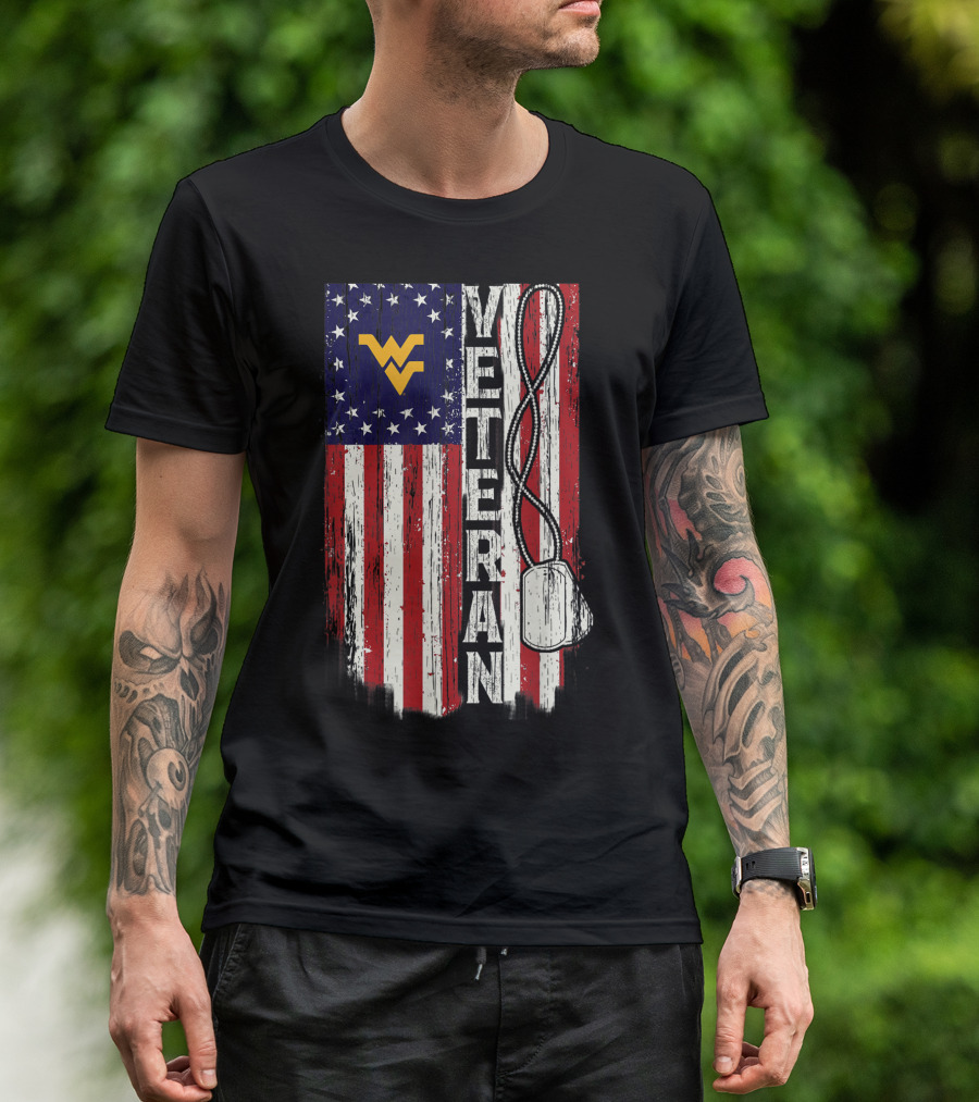 West Virginia Mountaineers Veteran American Flag T-Shirt