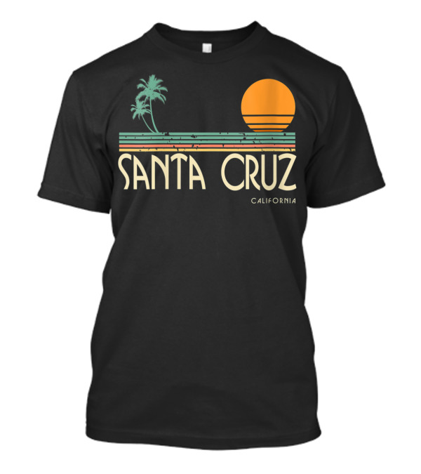 Santa Cruz California Retro Sunset With Palm Trees T-Shirt