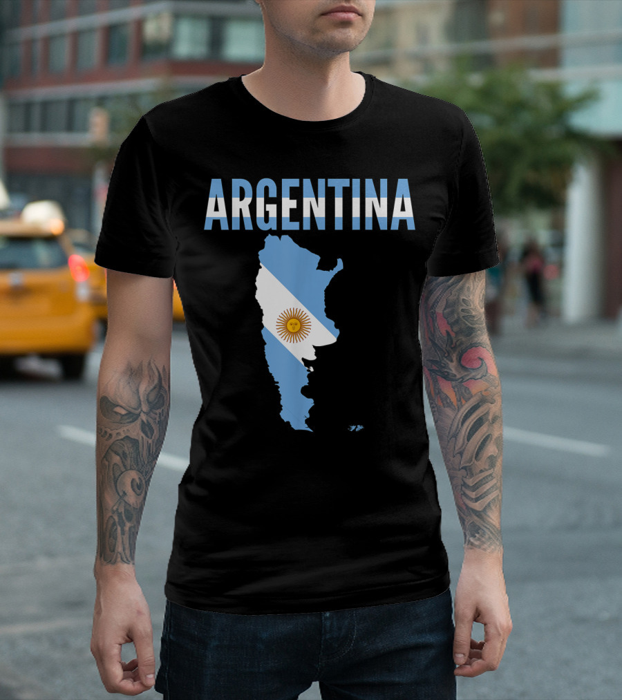 ARGENTINA Map Country Flag Sun Emblem T-Shirt