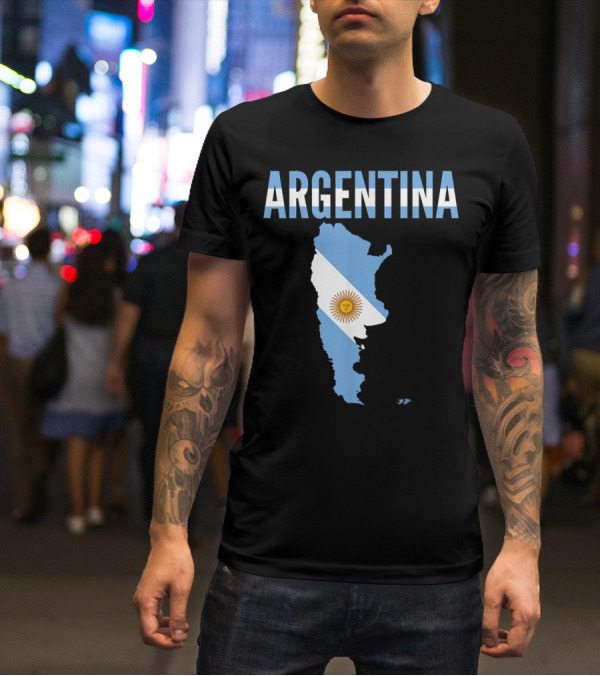 ARGENTINA Map Country Flag Sun Emblem T-Shirt