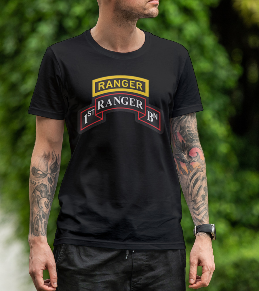 Ranger 1st Ranger Bn Scroll And Ranger Tab T-Shirt