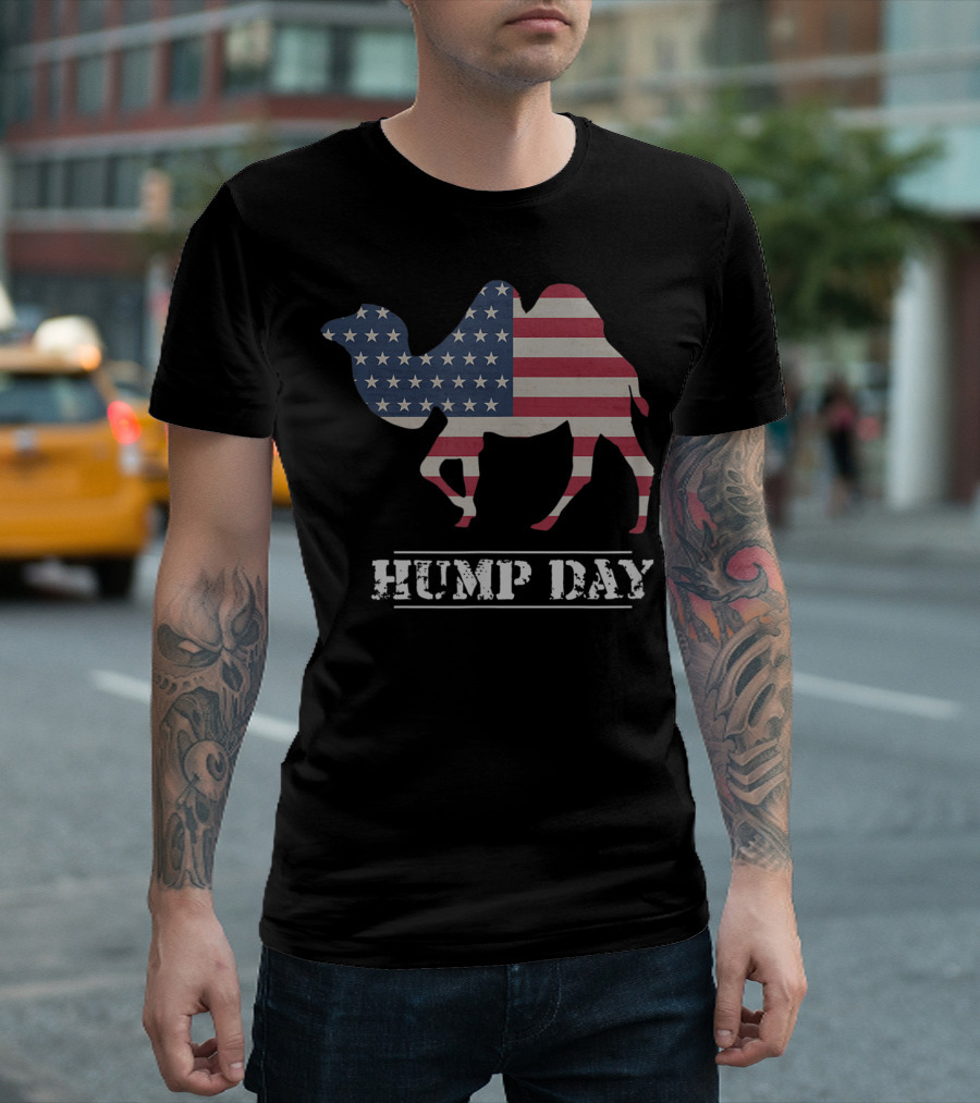 Hump Day American Flag Camel Funny T-Shirt