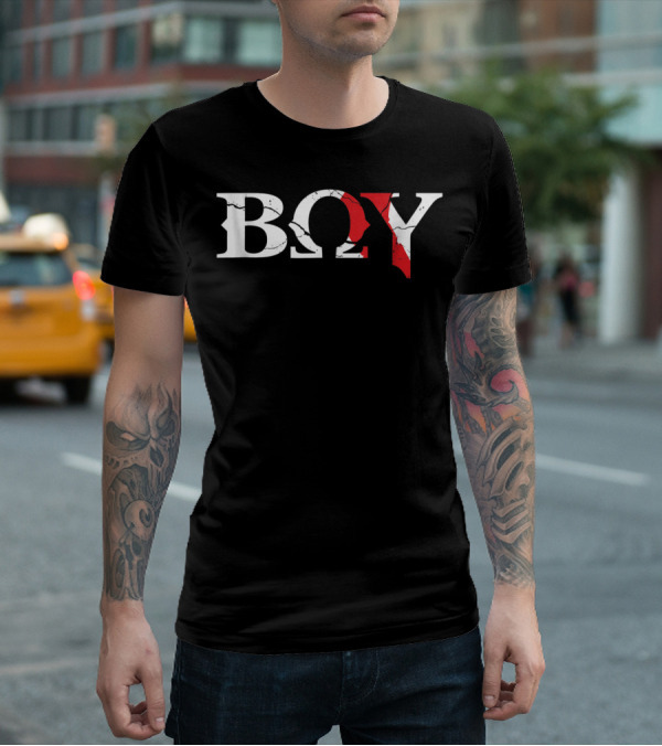 Boy Grunge Video Game God Title With Kratos Symbolic T-Shirt