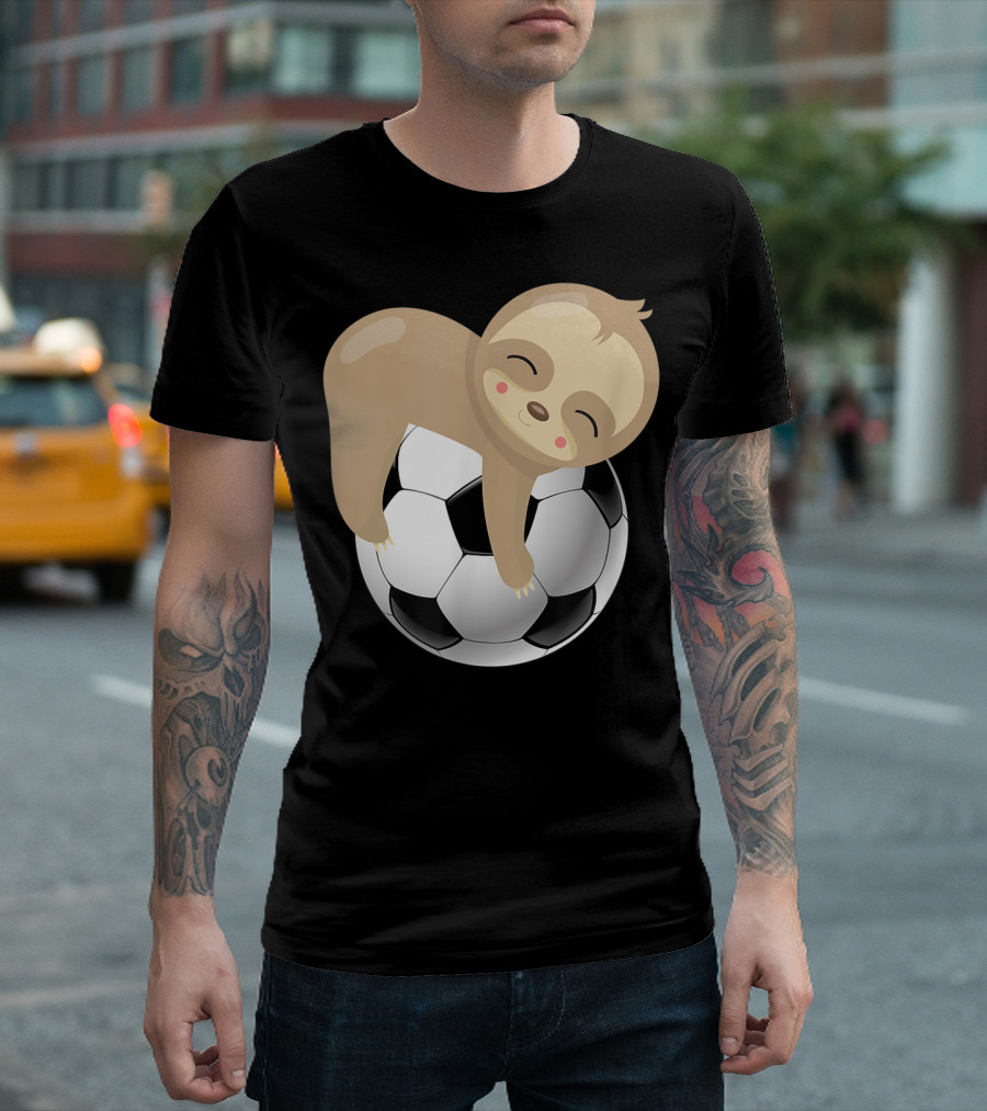 Baby Sloth Hugging Soccer Ball T-Shirt