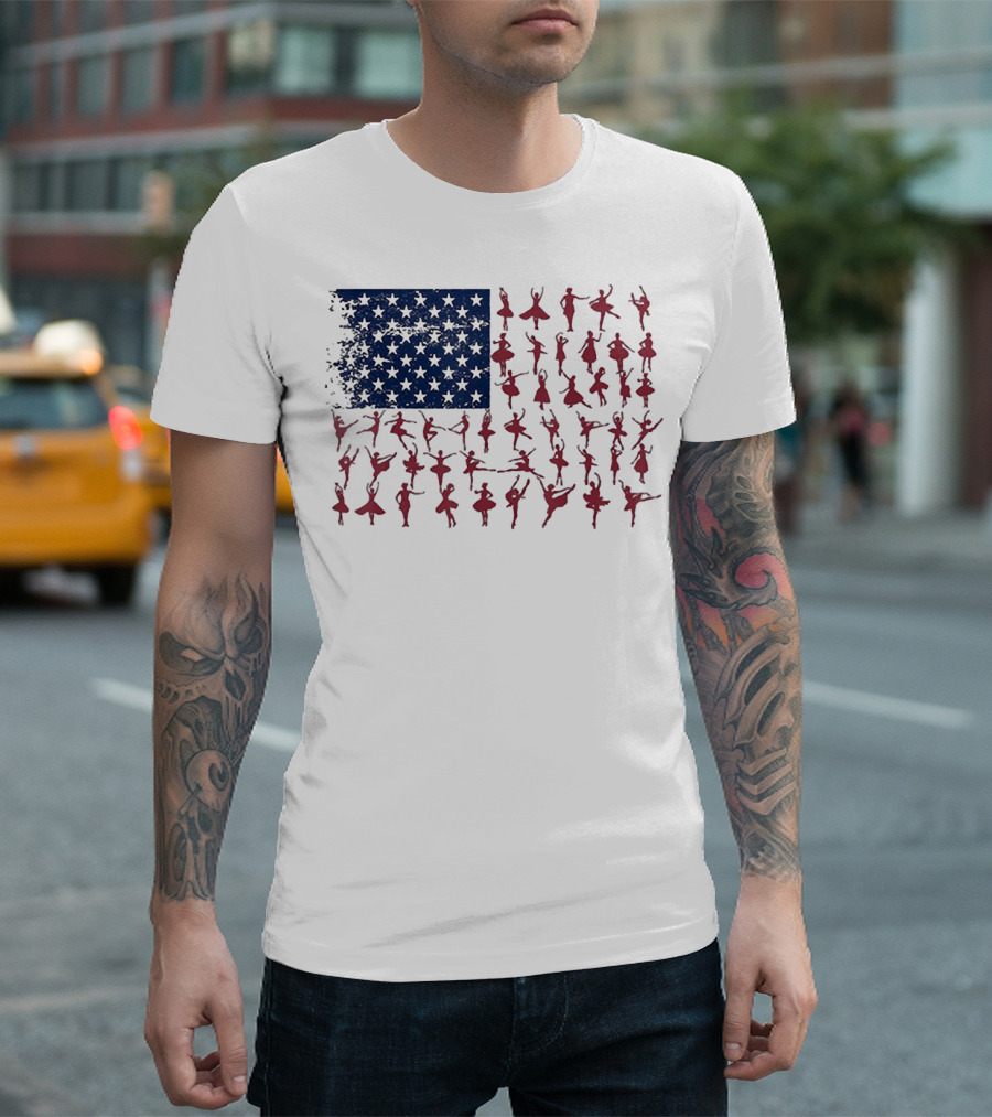 Ballet Dancer Kids American Flag July T-Shirt
