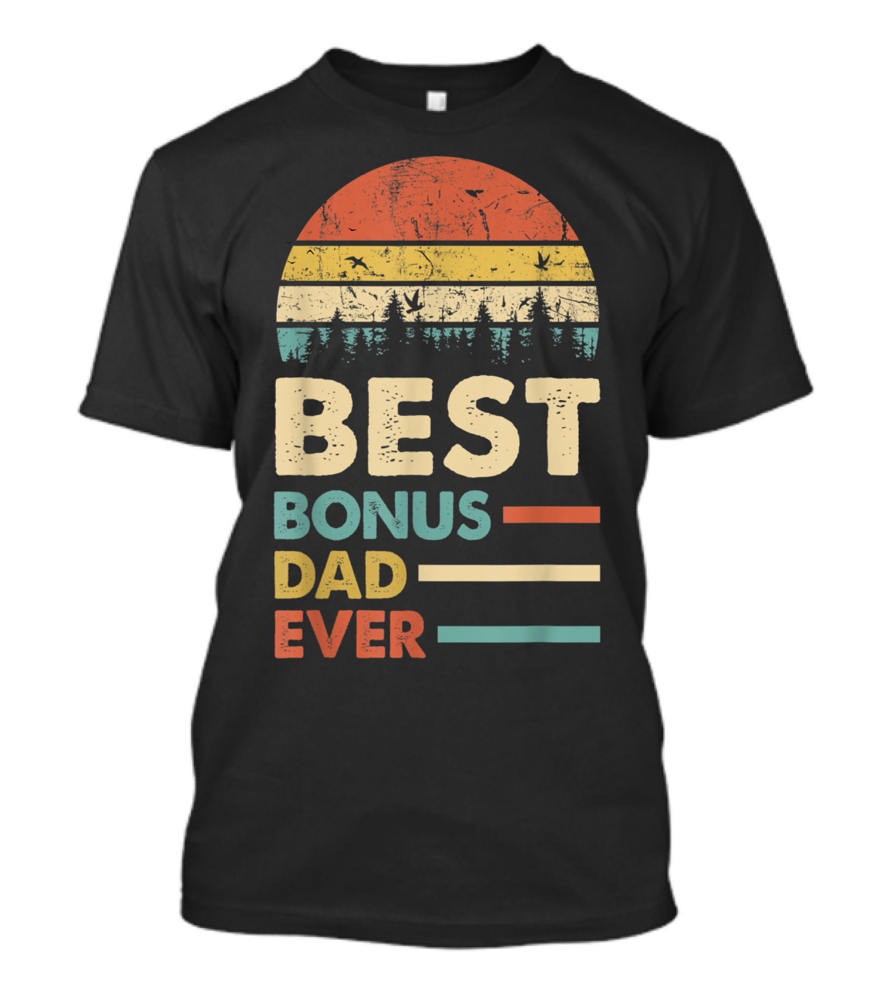 Best Bonus Dad Ever Vintage Sunset Papa Daddy T-Shirt
