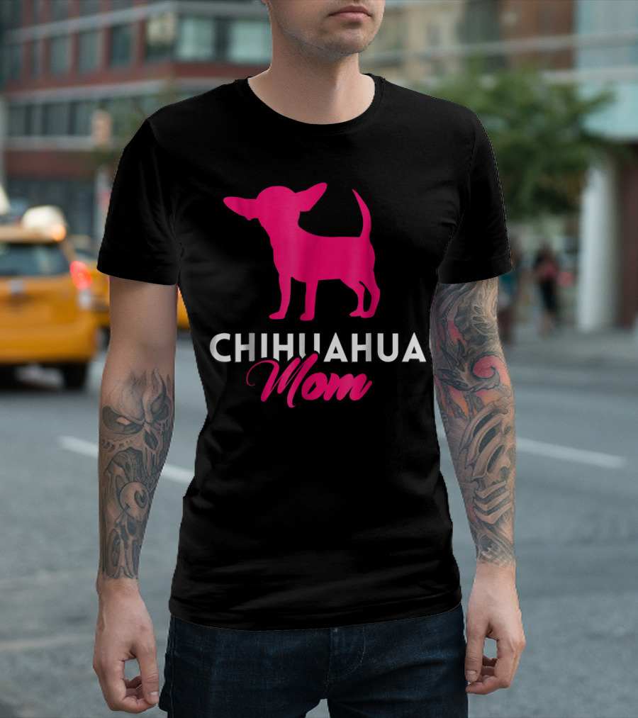 CHIHUAHUA MOM Pink Silhouette for Chihuahua Mommy T-Shirt
