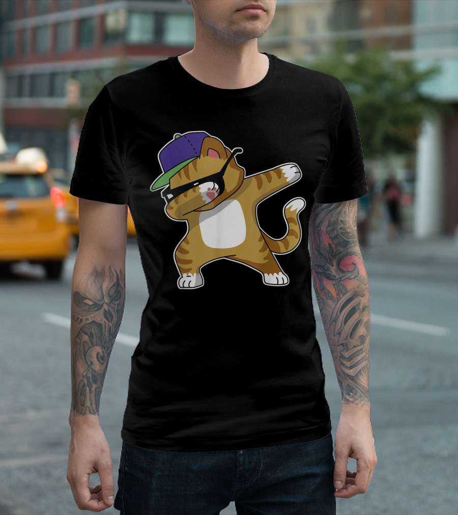 Dabbing Cat Funny Cat Dab Dance Cool Cap T-Shirt