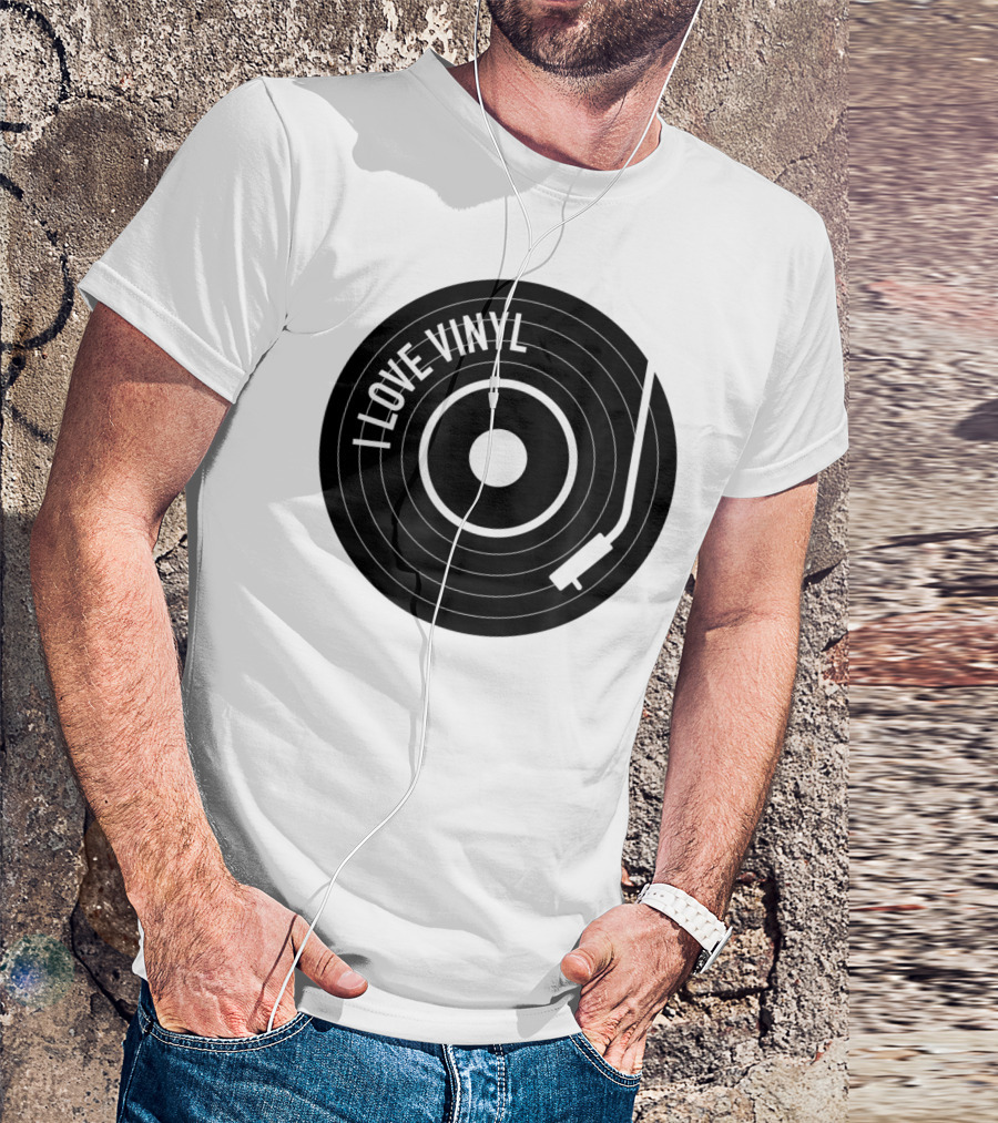 I Love Vinyl Record Player Vintage Music Enthusiast T-Shirt