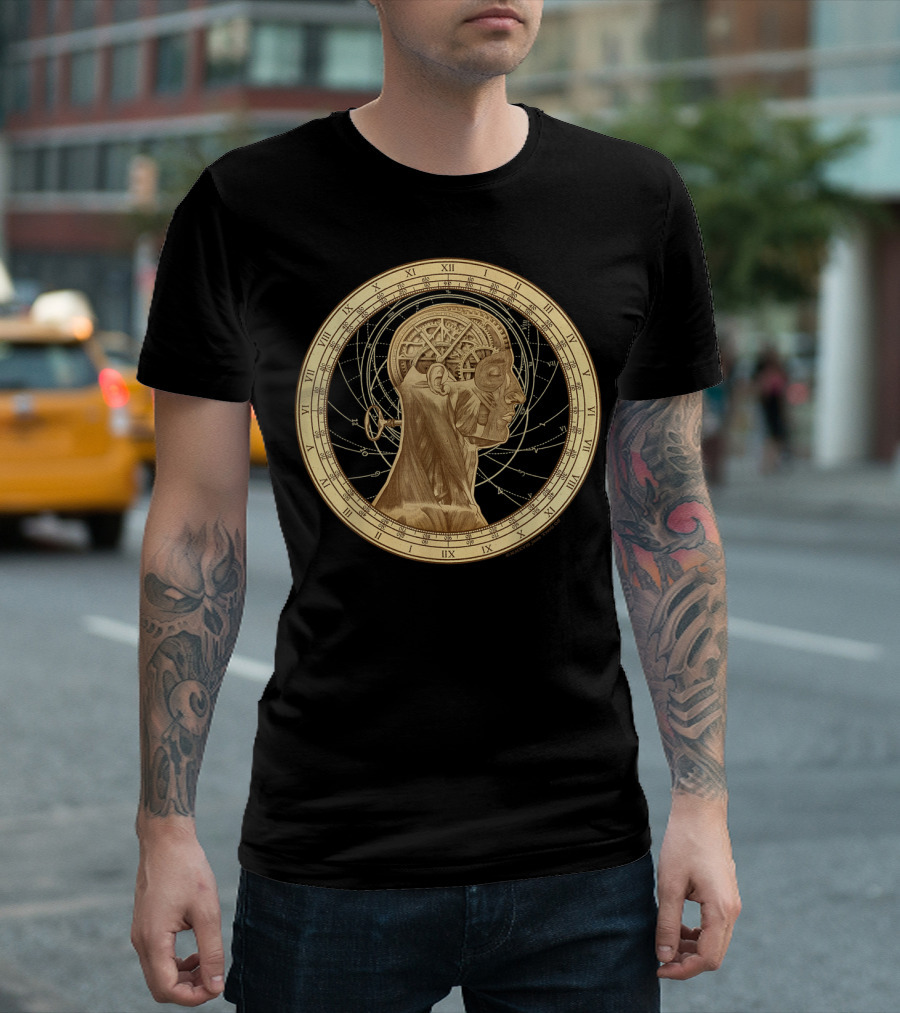 Cognition Steampunk Roman Numerals Clockwork Head T-Shirt
