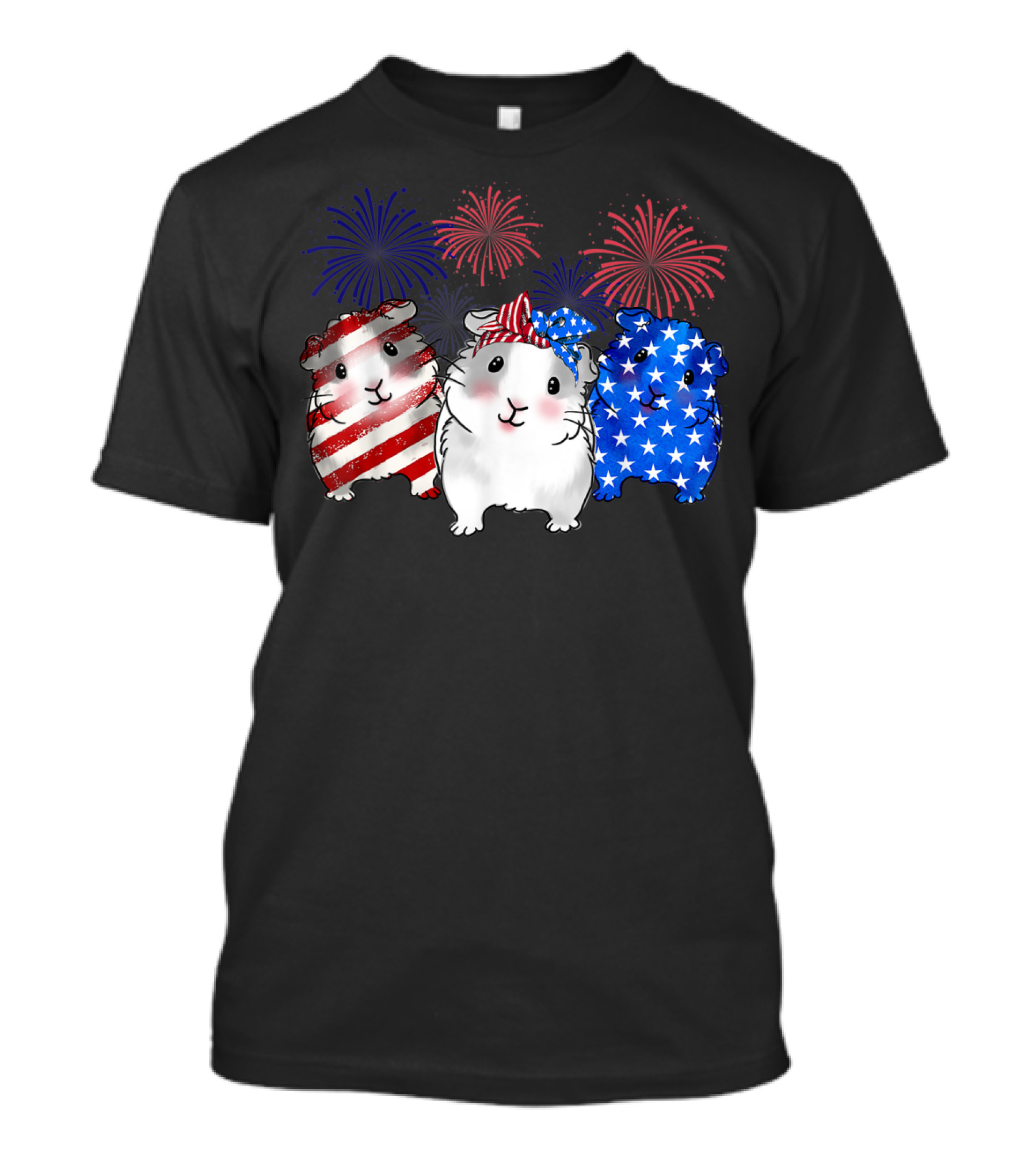 American 4th Of July Happy Birthday Guinea Pig Fireworks T-Shirt