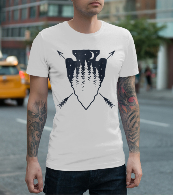 Arrowhead Pine Tree Moon With Crossed Arrows T-Shirt
