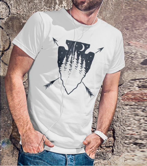 Arrowhead Pine Tree Moon With Crossed Arrows T-Shirt