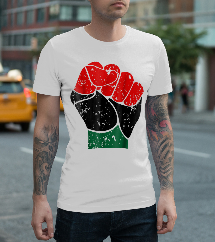 Black History Red Black And Green Pride Fist Symbol Of Empowerment T-Shirt