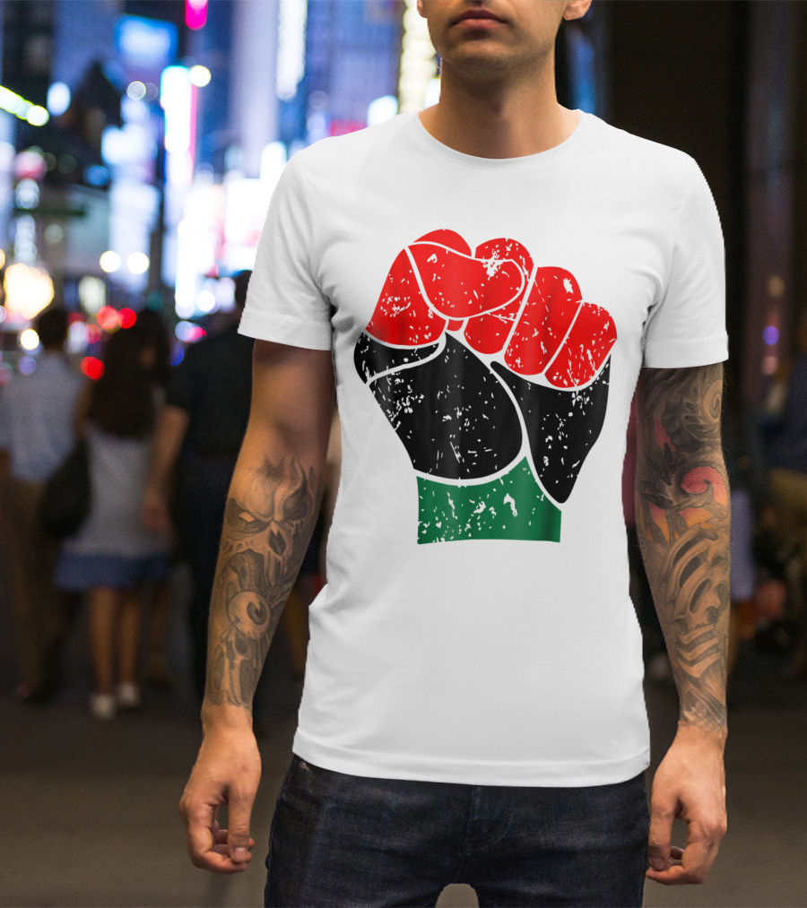 Black History Red Black And Green Pride Fist Symbol Of Empowerment T-Shirt