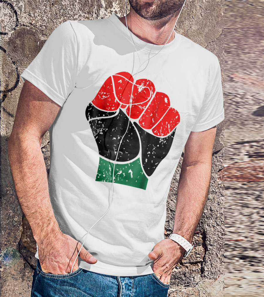 Black History Red Black And Green Pride Fist Symbol Of Empowerment T-Shirt