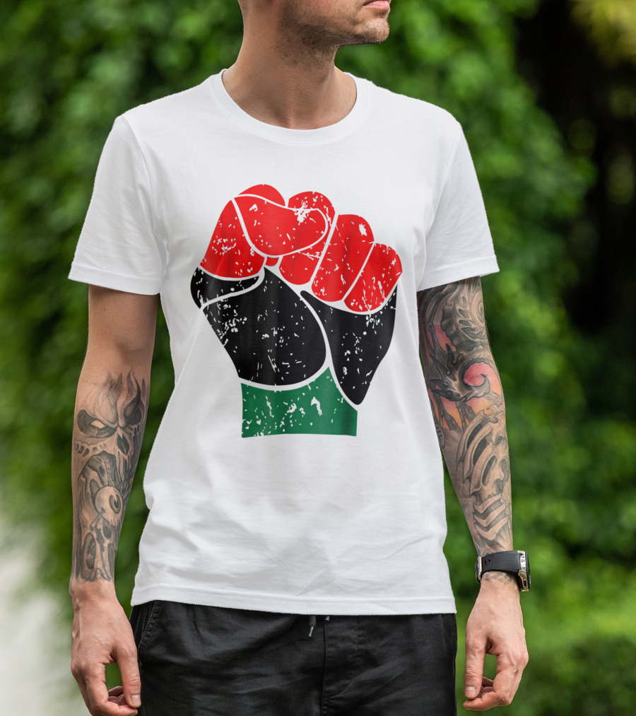 Black History Red Black And Green Pride Fist Symbol Of Empowerment T-Shirt