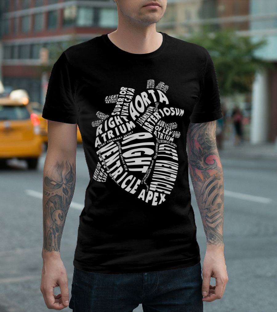 Anatomical Heart Anatomy Aorta Ventricle Atrium Cardiac Nurse Parts T-Shirt