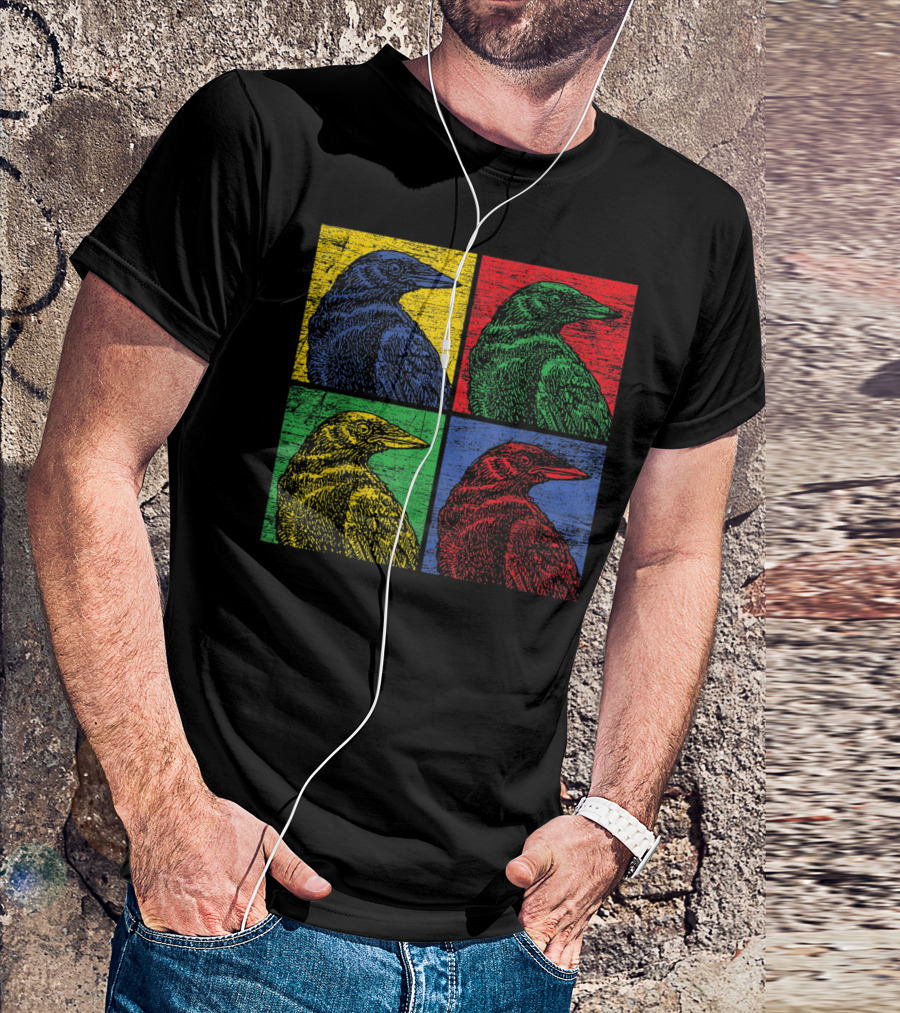 Vintage Raven Colorful Pop Art Crow Bird Lover T-Shirt
