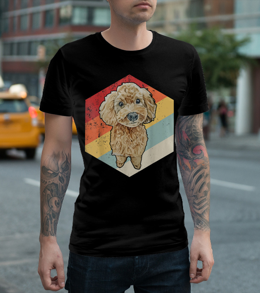 Cute Cavapoo Dog Pet Vintage Retro Stripes T-Shirt