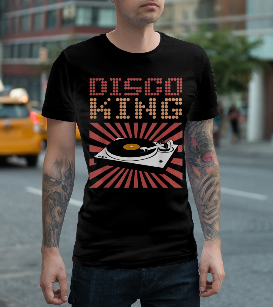 DISCO KING 70s Turntable Vinyl Record Retro Vibes T-Shirt