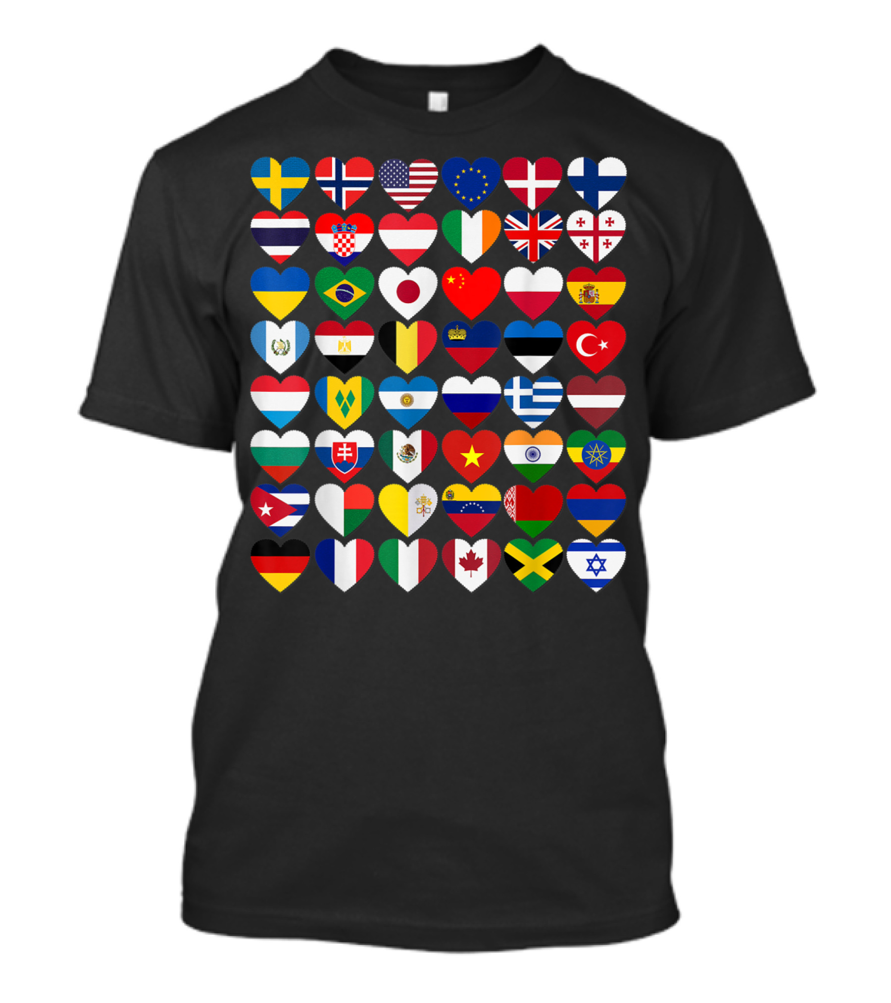 Flags Of The Countries Of The World Heart Shape Collection T-Shirt