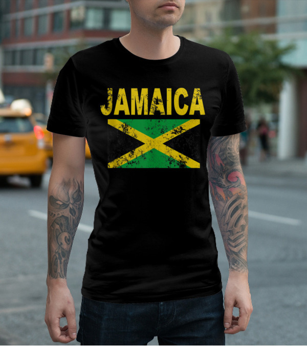 Jamaica Distressed Flag Cool Jamaican Flags T-Shirt