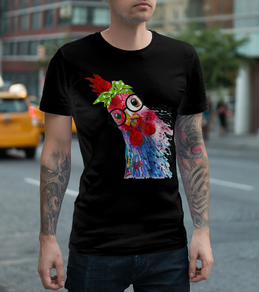 Funny Chicken Lover Hen Farmer Glasses Bandana T-Shirt