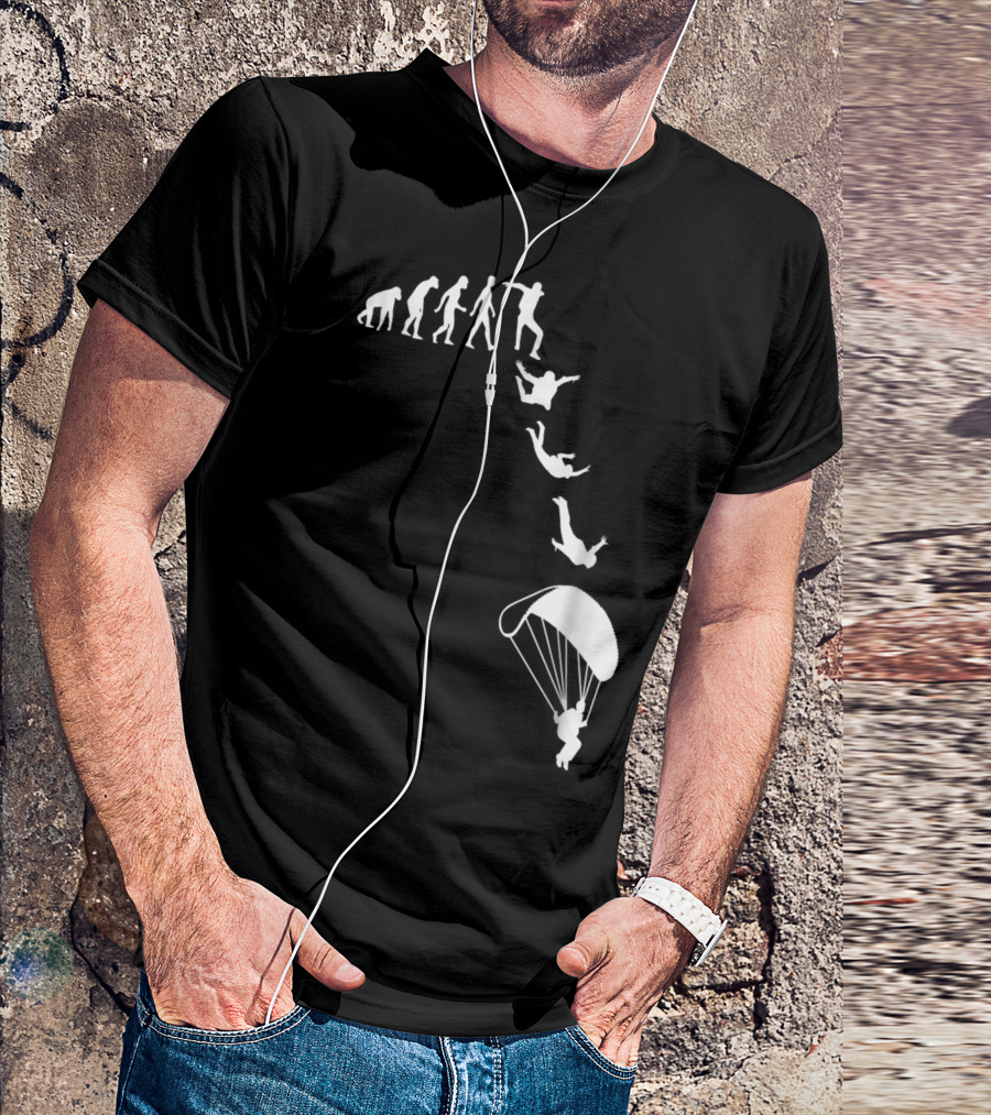 Funny Skydiving Skydiver Parachuting Evolution Of Man T-Shirt